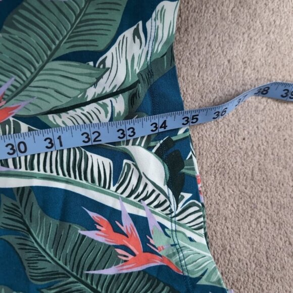 Lands End Tropical Floral Boho Coastal Stretch A-Line Midi Skirt 14/16 - Picture 4 of 7